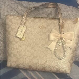 Coach Gold and Cream Women's Bag STARTING AT $110